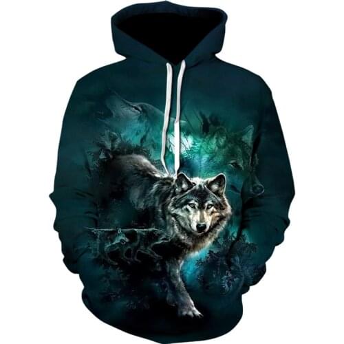 Wolf printed hoodie mens 3d hoodie brand sweatshirt mens high quality pullover fashion sportswear animal street clothing jacke