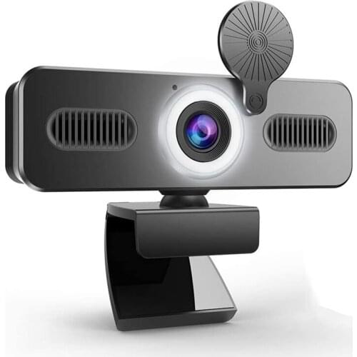 1080P Webcam With Microphone And Ring Light, Web Camera With Privacy Cover, For PC Laptop Zoom Video,Streaming ,Gaming