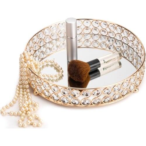 VINCIGANT Mirrored Crystal Vanity Tray - Decorative Serving Tray for Perfume, Jewelry and Makeup