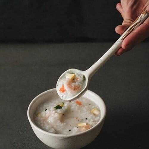 Japanese Style Kiln Change Ceramic Spoon Long Handle Kitchen Soup Spoon For Coffee Dessert Sugar Tea Household Spoon
