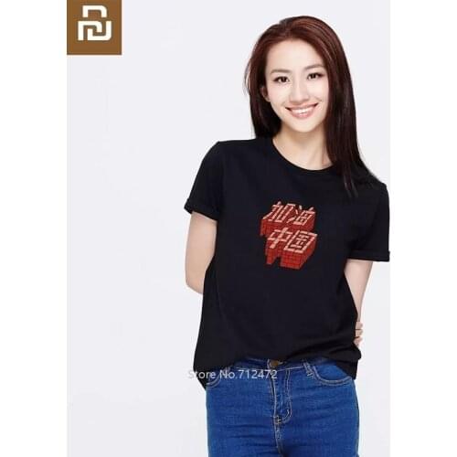 Youpin Men Women Cotton print T-shirt Short Sleeve O Neck Loose Comfortable Summer Tee Shirt Tops