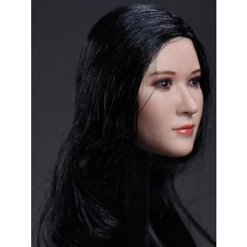 1/6 Black Hair Asian Female Head Carving Sculpt for 12" Inch Action Figure Body In Stock