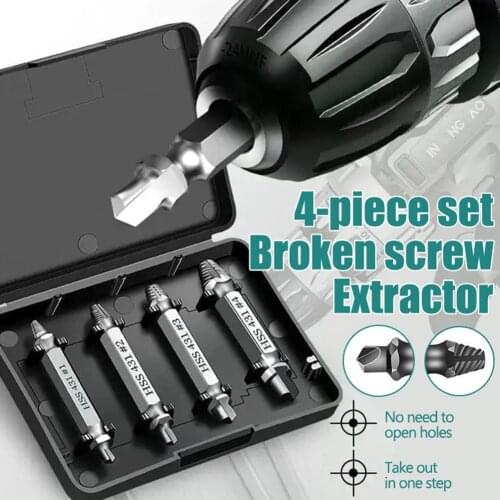 4pcs 4341 HHS Double Ended Screw Extractor Set Broken Bolts and Damaged Screws Remover Kit Extractor Bolt Stud Tools