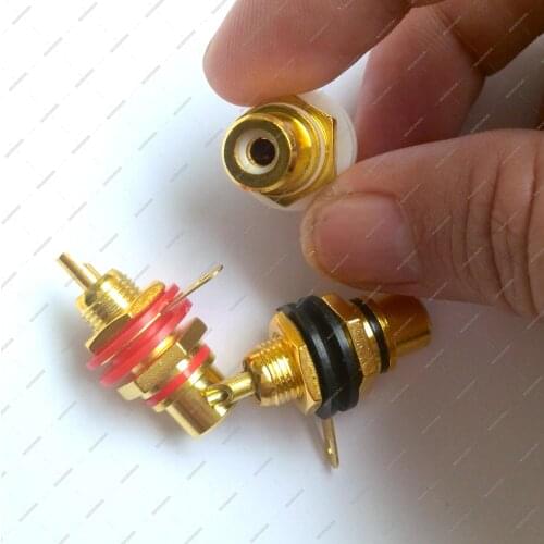 5pcs x RCA female socket gold-plated connector chassis panel mount adapter audio plug red white black Optional for audio AV plug