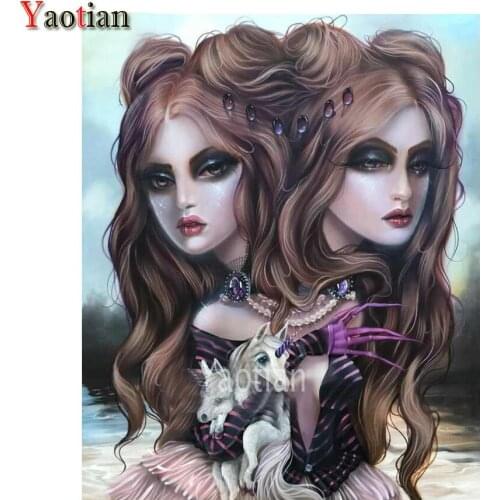 DIY Diamond Painting Unicorn Girl Twin Sisters Full Drill Embroidery Cross Stitch Mosaic rhinestone Diamond Art puzzle picture