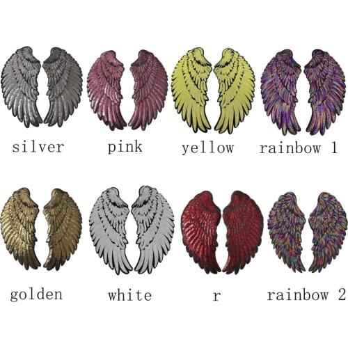 17x36.6 Cm New Rainbow Angel Red Wings Patch Sequin Iron Sewing Iron On Sequin Patches For Clothes Fabric Crown Patch Sticker
