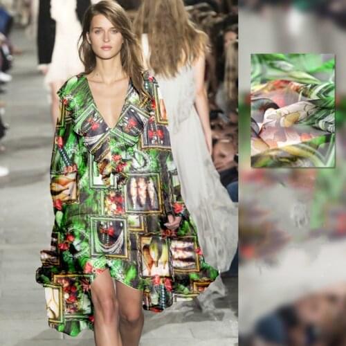 Free shipping! Digital inkjet silk chiffon fabric dress clothing silk fabric 100% silk fabric DIY fabric wholesale silk cloth