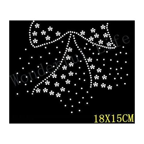 Free shipping butterfly knot with dot design in dot design hotfix Rhinestone Iron On Heat Transfer Hot Fix Bling