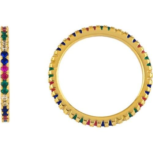 Bettyue Simplicity Design For Female Rainbow Color Cubic Zircon Tiny Elegant Ring Suitable Party Wedding Fashion Statement