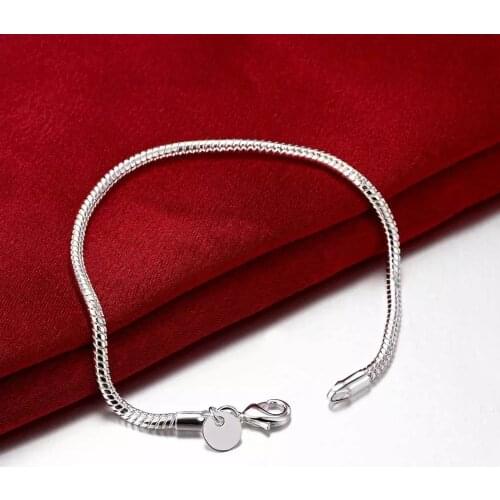 Hot new 925 sterling silver 3MM snake bone chain Bracelets for women Wedding party Wild classic Christmas Gift fashion Jewelry