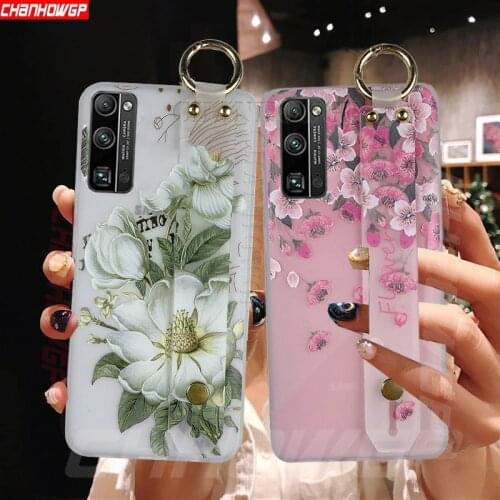 Flowers Wrist Strap Case For Huawei P30 P40 Lite E Y8P Y8S Y7P Honor 30S 20S 20 30 Pro Plus Lite 9X 9A 9C 10 10i Soft TPU Cover