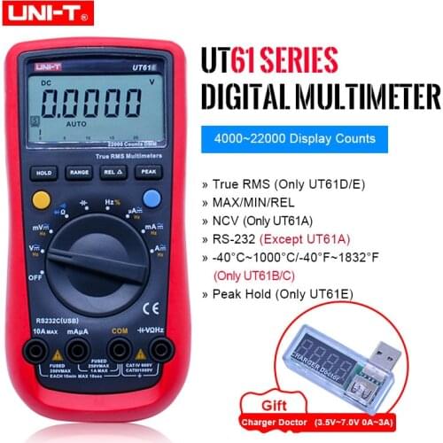 UNI-T UT61E Digital Multimeter True rms Auto Range UT61A/B/C/D AC DC Meter Data Hold Multimetre+USB voltage and current monitor