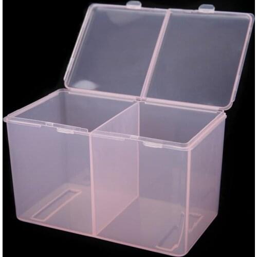 Cotton Pads Container Nail Polish Glitter Powder Organizer Storage Box Manicure Tool Nail Art Case Container 2 Grids