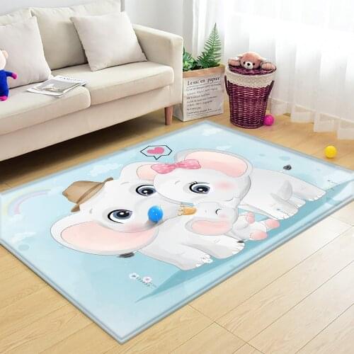Good Carpet Balloon Cute Elephant Pattern Non-Slip Baby Play Children Flannel Baby Hand Print Rectangle Children Carpet
