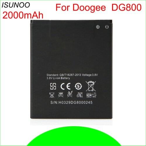 ISUNOO 10pcs/lot DG800 Battery For Doogee DG 800 2000mAh 100% Brand New Phone Batteries for Doogee Valencia DG800 Bateria