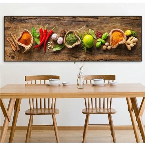 Flavour Spoon Peppers Canvas Painting Cuadros Scandinavian Grains Spices Food Kitchen Posters and Prints Decor Wall Art Picture