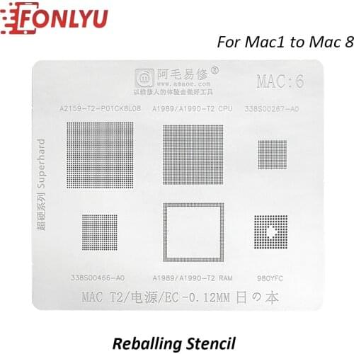 Amaoe Comprehensive Reballing Stencil For MAC1 2 3 4 5 6 7 8 MacBook Pro WiFi HDD Tin Planting Soldering Net PCB BB Repair Tool