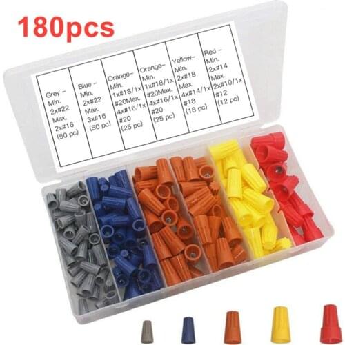 180PCS Electrical Wire Connectors Screw Terminals Easy Twist On Connector Kit With Spring Insterted Wire Nuts cap Spring Insert