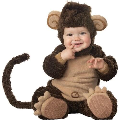 Baby Boys Girls Brown Monkey Cartoon Animals Cosplay Costumes Kid Christmas Halloween Jumpsuit Newborn Infant Photography Props
