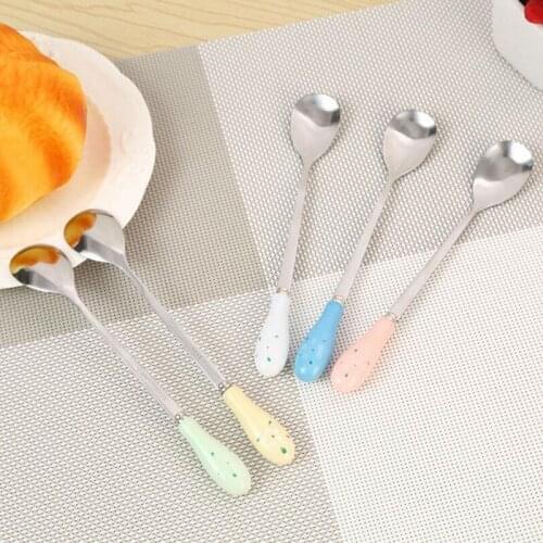 Stainless Steel Long Handle Spoon Ice Cream tea Coffee Cocktail Teaspoons Soup ladle Tea Drink Condiment kitchen tools AU452