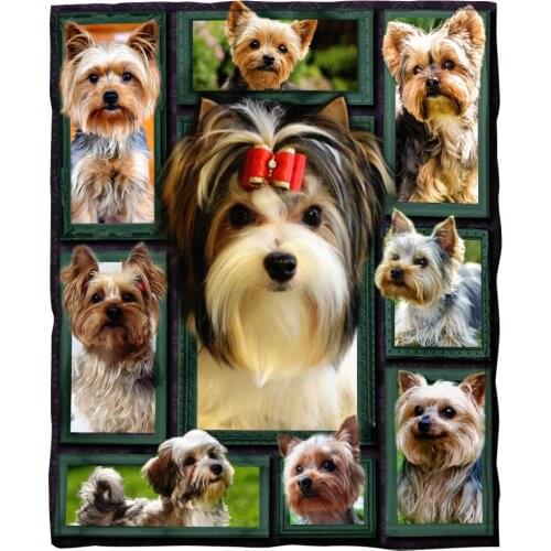 Cute Teddy Dog Pet Throw Blanket 3D Print Plush Sherpa Fleece Blanket Nap Sofa Bed Chair Rest Bedspread Family Kids Baby Blanket