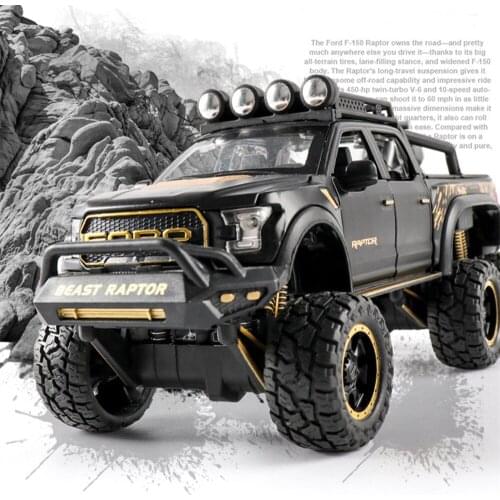 1/24 Scale Ford Raptor F-150 Pickup Truck Offroad Pull back Vehicle Simulation Alloy Car Model Adult Collection Display