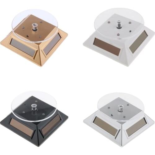 Solar Powered / Battery Rotating Display Stand Turntable with LED Light for Jewelry Watch, Convenient
