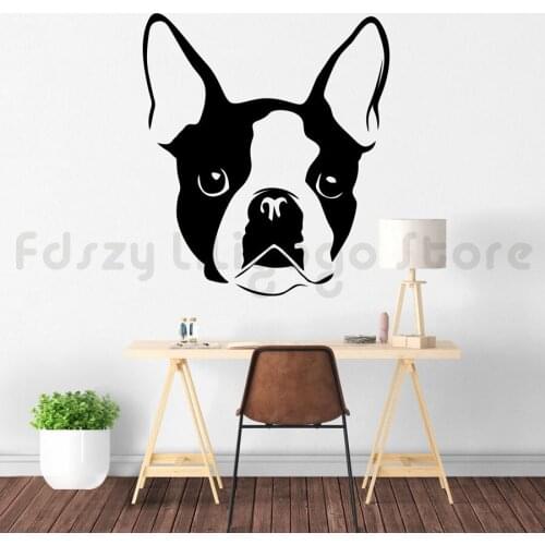 Boston Terrier Dog Wall Art Decal Removable Vinyl Sticker Transfer Puppy Pet Wall Mural Pets Shop Decor Vinyl Wallpaper Q355