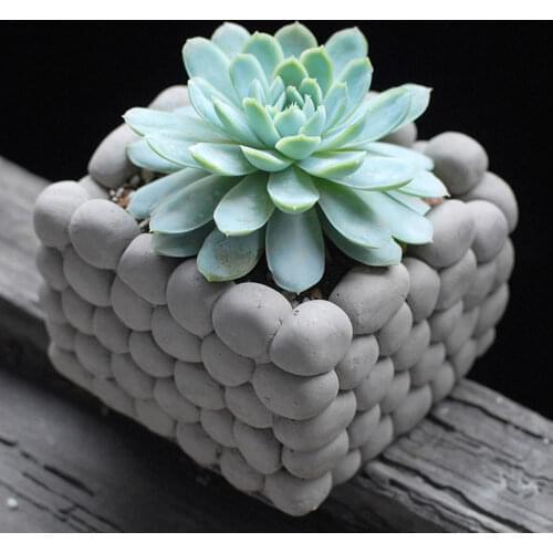 Desktop Mini Flowerpots Light Grey Floor Medium Generic Stone Little Flower Green Plant Pots Creative Wholesale Price Square