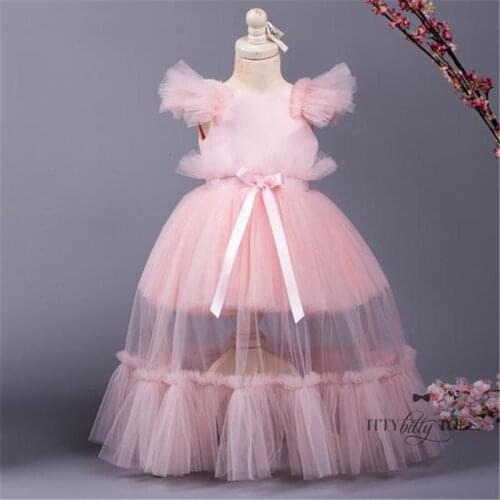 New Long Pink Dress for Girl Baby First 1st Birthday Dress Party Baby Clothing Girls Wedding Party Vestido