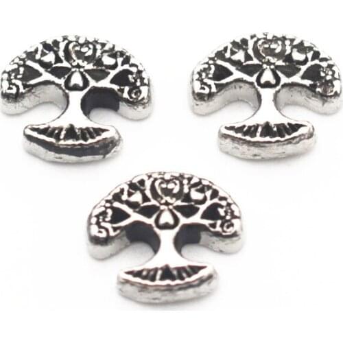 Wholesale 10pcs/lot Silver Life Tree Floating Charms Fit Glass Memory Floating Lockets Necklace Bracelet DIY Jewelry