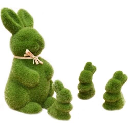 4pcs Easter Rabbit Artificial Grass Animal Easter Rabbit Home Office Ornamet Simulation Lintel Moss Easter Bunny