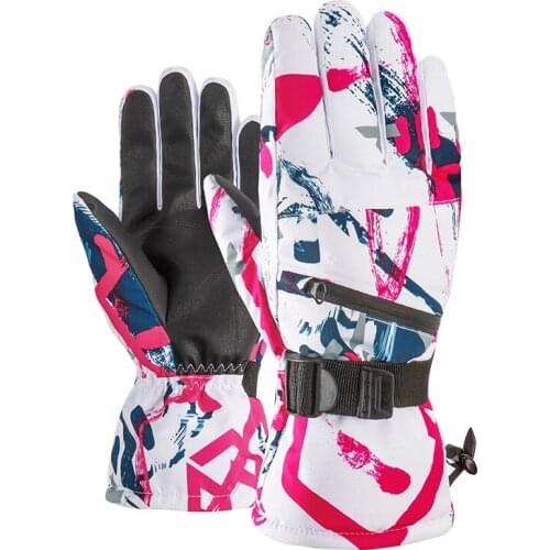 Windproof Ski Glove Graffiti Child Adult Unisex Waterproof Teens Breathable Winter Warm Cycling Snowboard Skiing Snow Gloves