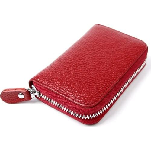 Simple Card Holder PU Leather Zipper Solid Color Business Credit Card Holder Women Pocket Unisex Card Case Coin Purse