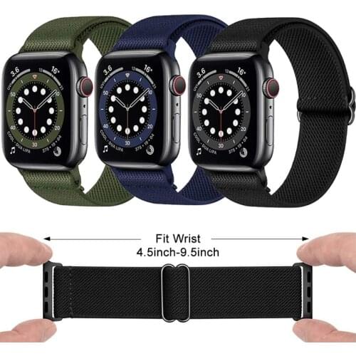 Nylon Solo Watch Strap for Apple Watch Series 6 SE 38mm 6 5 4 3 2 1 Elastic Bracelet for Iwatch Band 38mm 40mm 42mm 44mm Loop