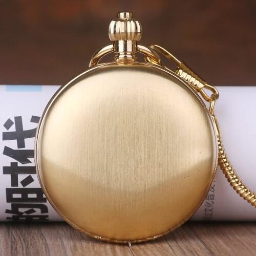 5pcs Luxry Smooth Roman Numerals Vintage Mechanical Chain Gift FOB Steampunk Hand Wind Casual Men Women Pocket Watches