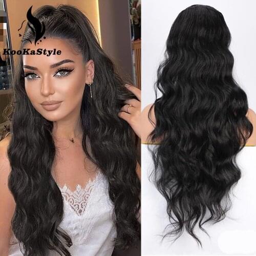 Drawstring Ponytail Extensions for Women Long Wavy Clip in Hair Extensions Pieces Extension Synthetic High Temperature Fiber