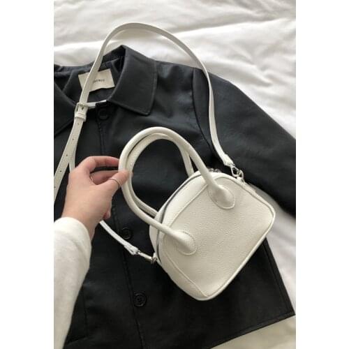 Vintage Design Women Small Tote Shell Bag Solid Color PU Leather Female Shoulder Crossbody Bags Fashion Ladies Purse Handbags