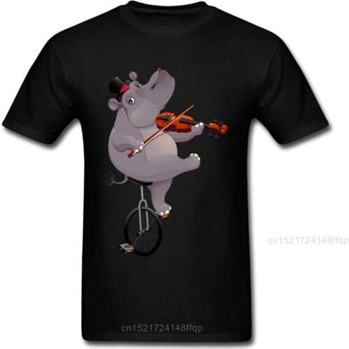 Funny T Shirt Hippo On An Unicycle Tshirt 2018 Newest Mens T-Shirt O Neck Short Sleeve 100% Cotton Tops & Tees Summer Sweater