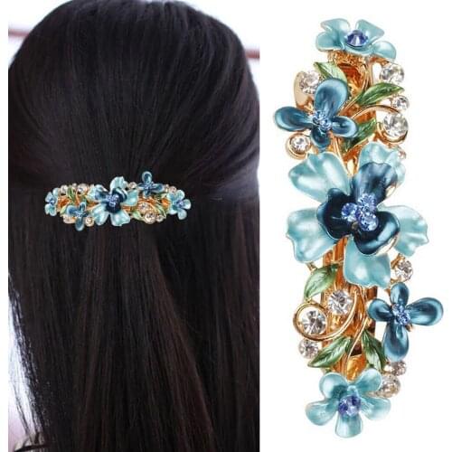 Women Rhinestone Hair Clip Flower Decor Butterfly Hair Barrette French Barrette Hair Clip Headwear Hair Accessories