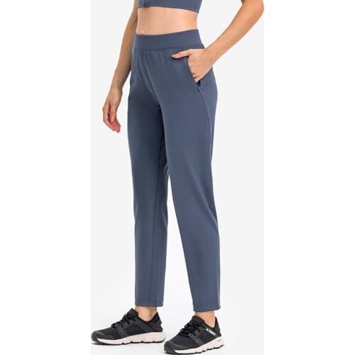 Womens Workout Yoga Zip Pocket Sport Pants 7/8 Length Stretch Lounge Sweatpants Naked Feel Elastic Waist Athletic Harem Pants