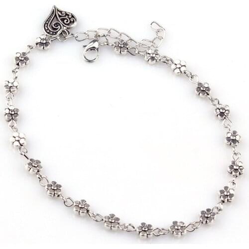 Women Foot Chain Alloy Anklet Hollow Plum Flower Heart-Shaped Feet Jewelry Gifts HSJ88