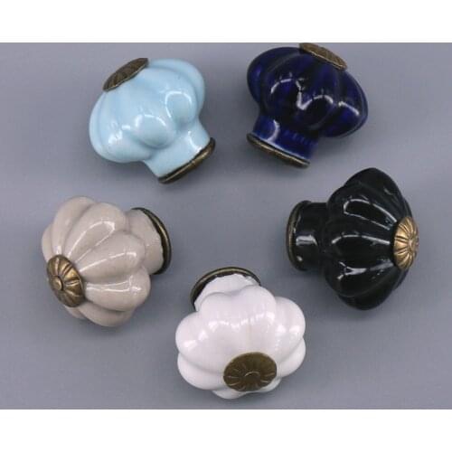 1PCS Dia 25mm Small Pumpkins Knobs Europe Ceramic Door Cabinet Cupboard Handles Drawer Pull Wooden box cases knob