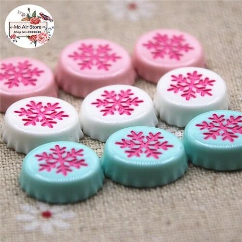 10PCS drink bottle cap snowflake Resin Cabochon imitation food Art Supply Decoration Charm Craft