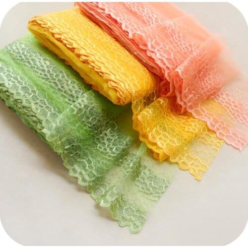 2 Meters Green Yellow Orange Pink DIY Lace Accessories Pretty Tulle Lace Mesh Embroidery Lace Trim Wedding Free Shipping