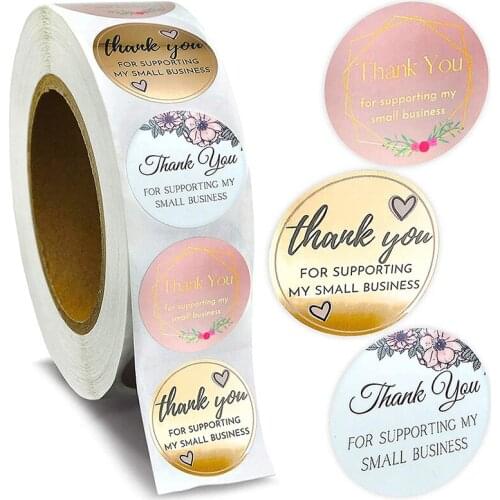 500PCS/roll Thank You for Support Stickers Gift Seal Labels for Shop Thank You for My Small Business Scrapbook envelope Sticker