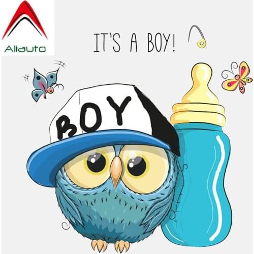 Aliauto Lovely Car Sticker Its A Boy Owl Baby Accessories Decor Vinyl Decal for Toyota Peugeot Volvo Skoda Honda Crv,14cm*14cm