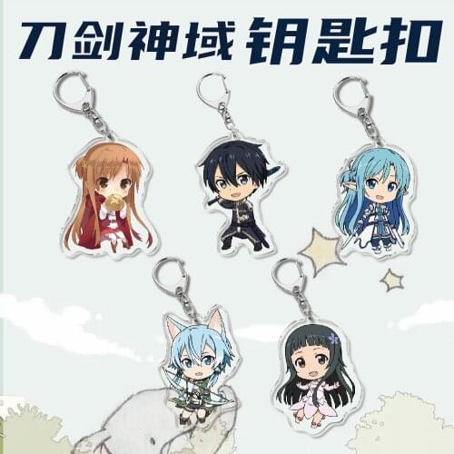 Anime Sword Art Online Key Chain SAO Kazuto Kirito Kirigaya Asuna Acrylic Keychain Keyring Women Bag Jewelry Gift llavero