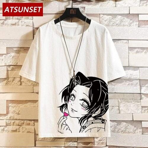ATSUNSET Anime Girl Demon Slayer Kochou Shinobu T-Shirt Hip Hop Streetwear Vintage Style Harajuku T-Shirt Pullover Summer Tees