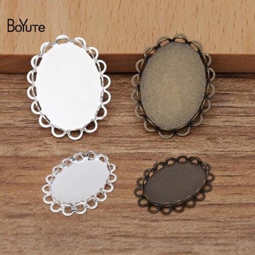 BoYuTe Custom Made (100 Pieces/Lot) 13*18MM 18*25MM Oval Cameo Cabochon Base Blank Tray Diy Jewelry Accessories